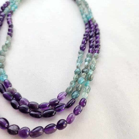 Jay King 3 Strand Necklace 18" Apatite, Amethyst New Sterling Silver 925 - Picture 4 of 7